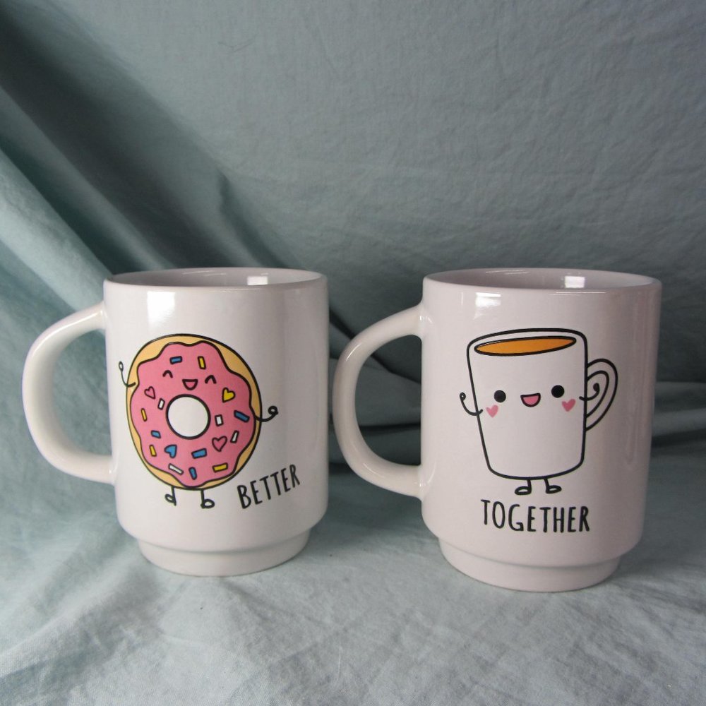 TWO 11 oz mug Dan Dee better together coffee & donut (w1625)